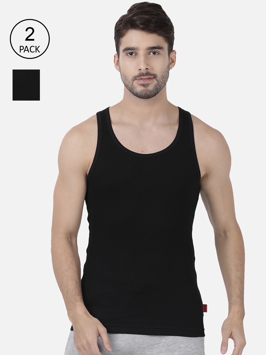 one8 by Virat Kohli Men Pack Of 2 Black Pure Cotton Innerwear Vests 111-PO2-Black/Black
one8 by Virat Kohli Men Pack Of 2 Black Pure Cotton Innerwear Vests 111-PO2-Black/Black