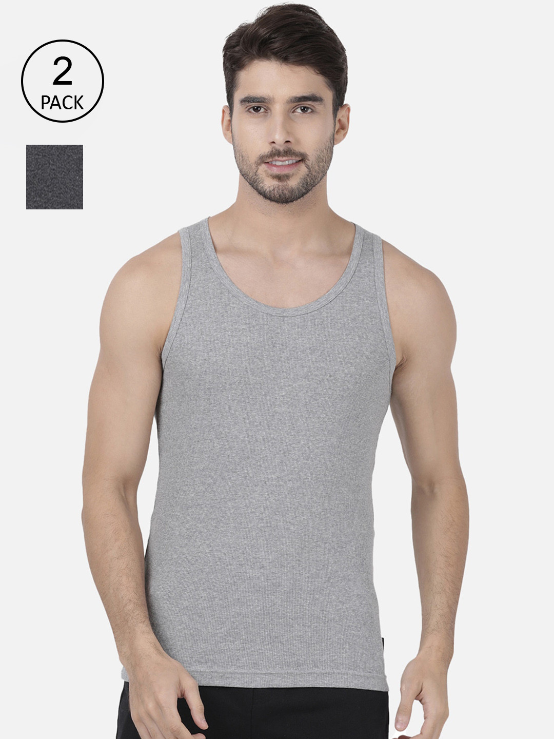 one8 by Virat Kohli Men Pack Of 2 Solid Pure Combed Cotton Innerwear Vest, Grey melange
one8 by Virat Kohli Men Pack Of 2 Solid Pure Combed Cotton Innerwear Vest, Grey melange