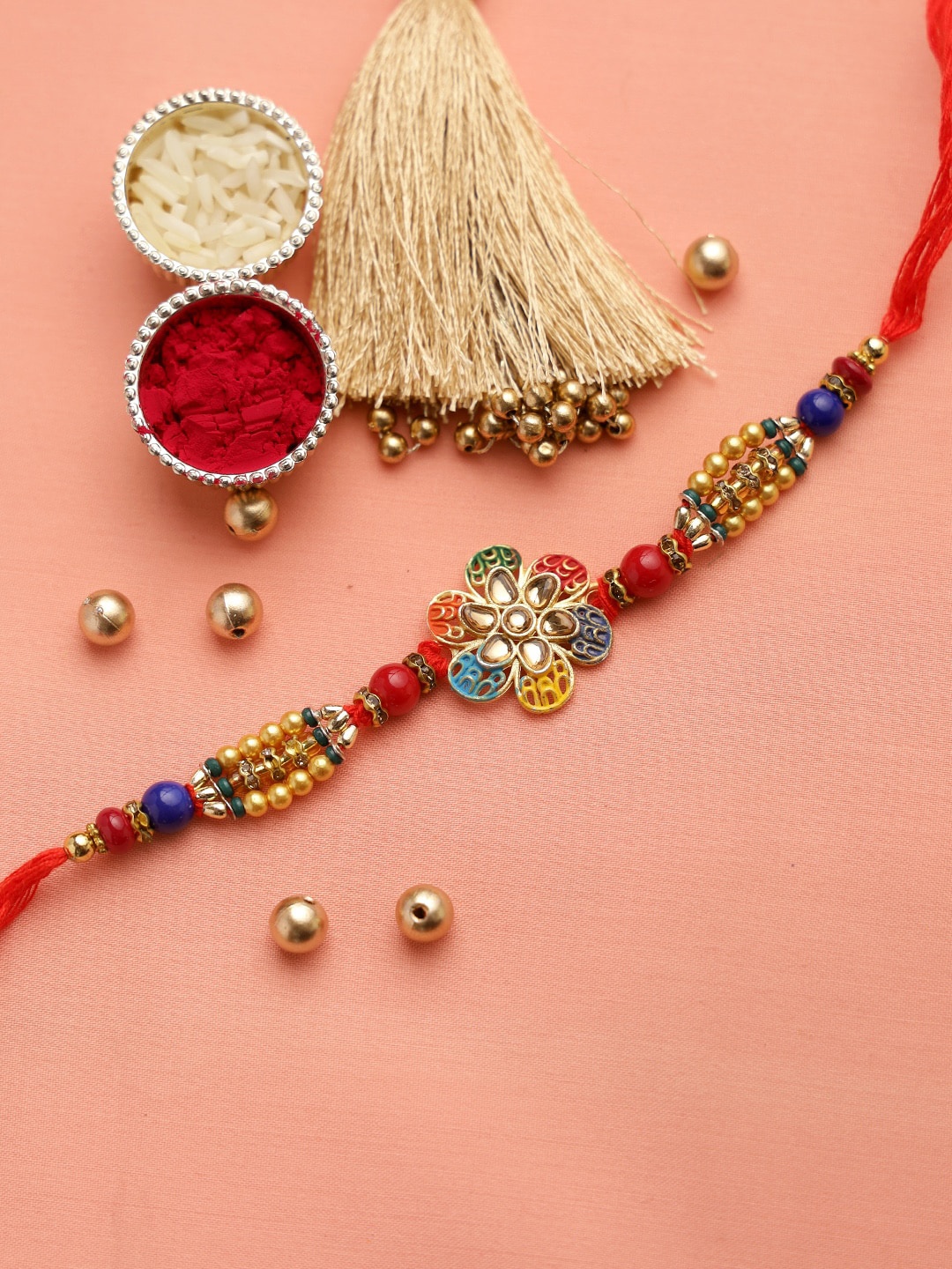 Aapno Rajasthan Red Meena Work Rakhi
