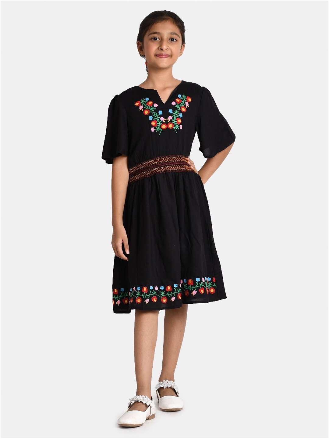 Bella Moda Black Floral Ethnic Dress