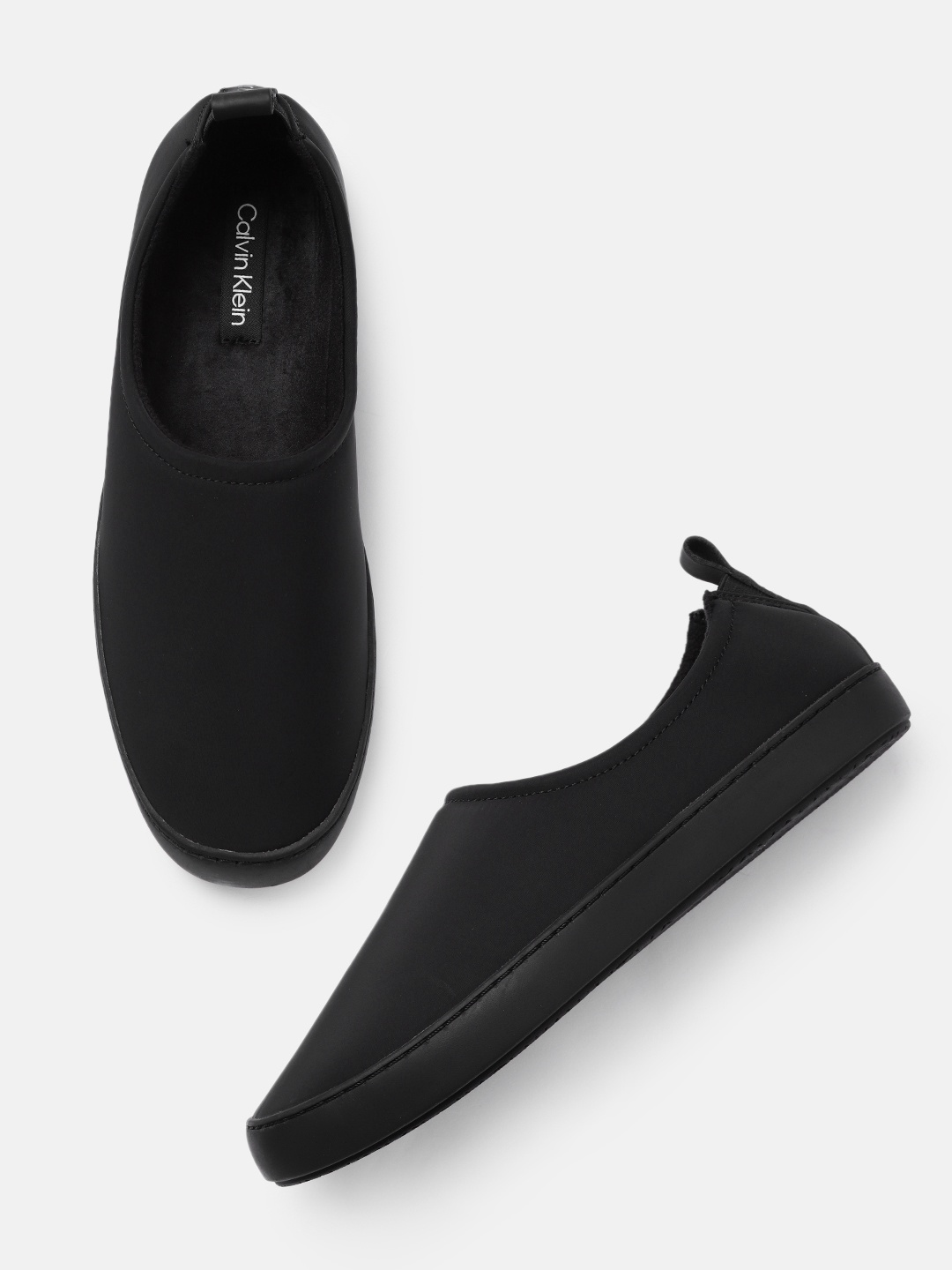 Calvin Klein Men Black Solid Slip-On Sneakers
