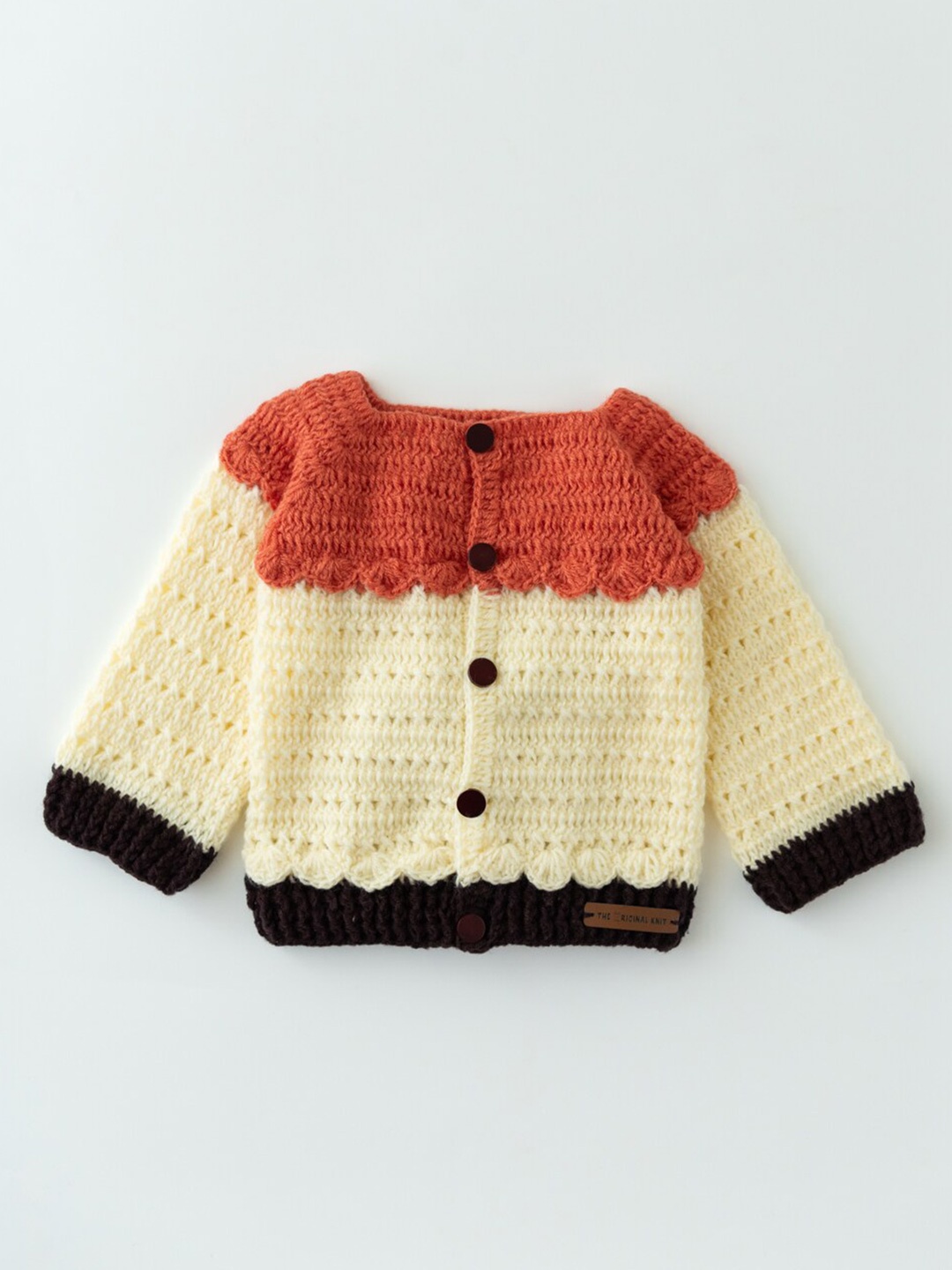 The Original Knit Kids Cream-Coloured & Orange Colourblocked Knitted Acrylic Cardigan
The Original Knit Kids Cream-Coloured & Orange Colourblocked Knitted Acrylic Cardigan