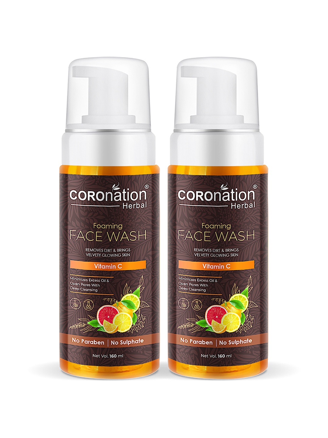 COROnation Herbal Set of 2 Vitamin C Foaming Face Wash with Wheat Protein - 160 ml Each, Brown
COROnation Herbal Set of 2 Vitamin C Foaming Face Wash with Wheat Protein - 160 ml Each, Brown