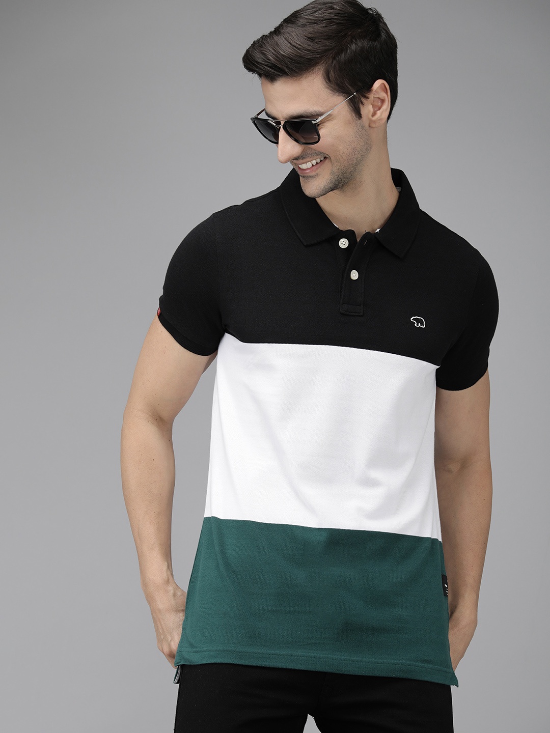 THE BEAR HOUSE Men Black & White Pure Cotton Colourblocked Polo Collar Slim Fit T-shirt
THE BEAR HOUSE Men Black & White Pure Cotton Colourblocked Polo Collar Slim Fit T-shirt