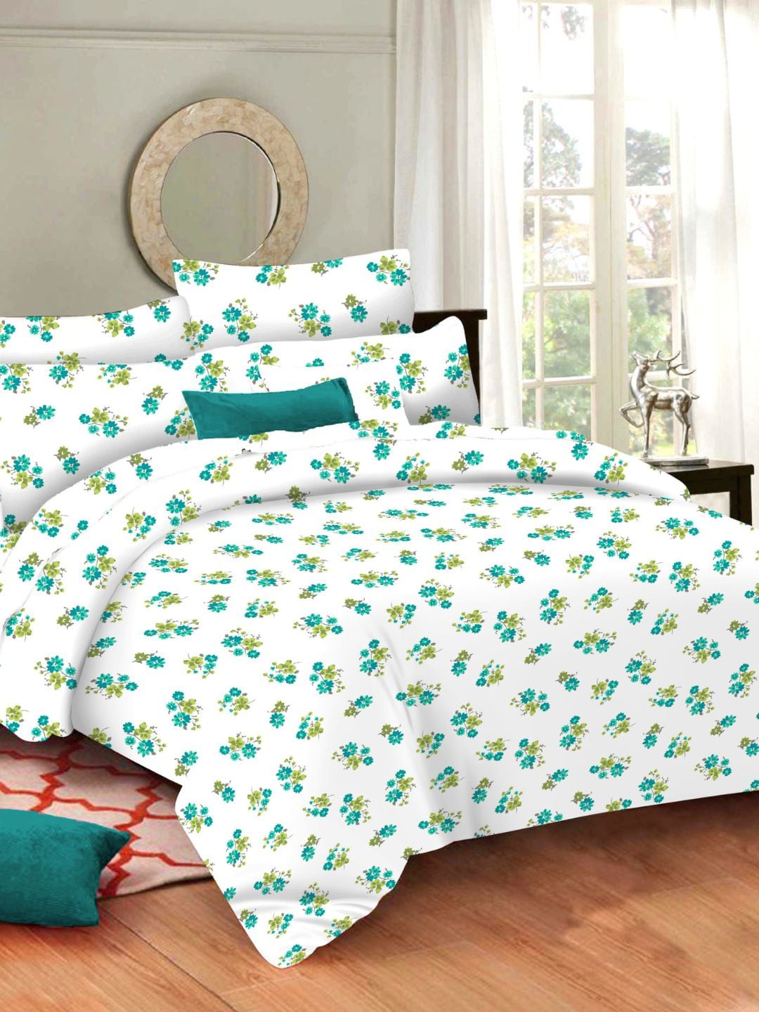 Sleeping Owls- because your sleep matters White Floral 144 TC Queen Bedsheet with 2 Pillow, Sea green
Sleeping Owls- because your sleep matters White Floral 144 TC Queen Bedsheet with 2 Pillow, Sea green