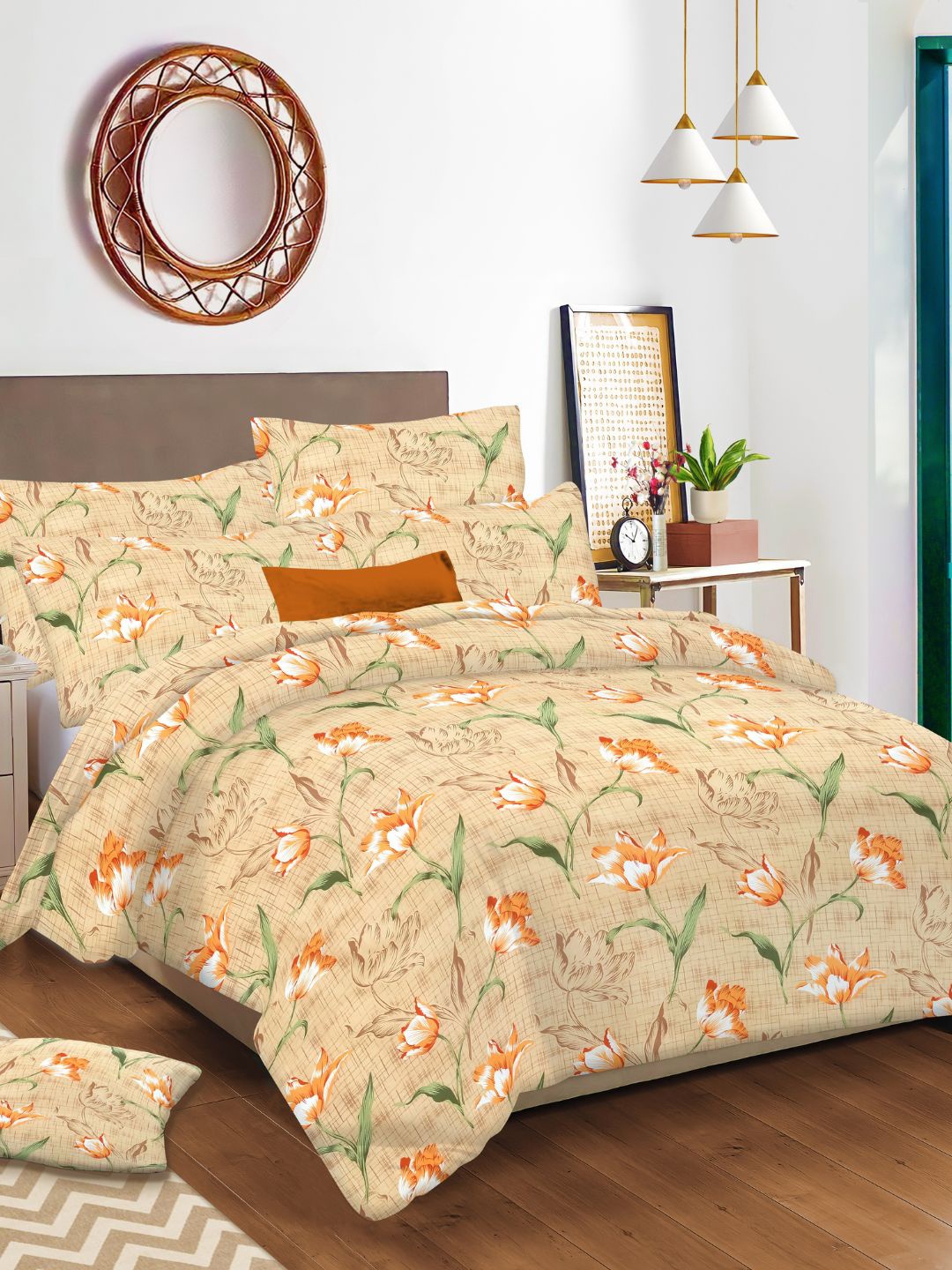 Sleeping Owls- because your sleep matters Taupe & White Floral 144 TC Queen Bedsheet with 2 Pillow Covers
Sleeping Owls- because your sleep matters Taupe & White Floral 144 TC Queen Bedsheet with 2 Pillow Covers