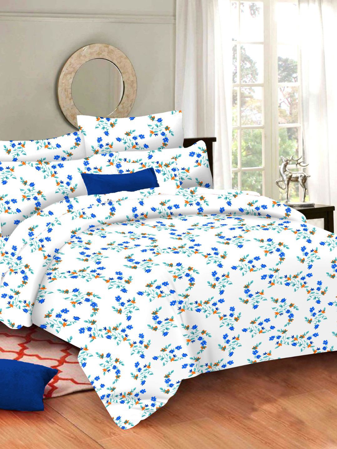 Sleeping Owls- because your sleep matters Blue & Orange Floral 144 TC Queen Bedsheet with 2 Pillow Covers
Sleeping Owls- because your sleep matters Blue & Orange Floral 144 TC Queen Bedsheet with 2 Pillow Covers