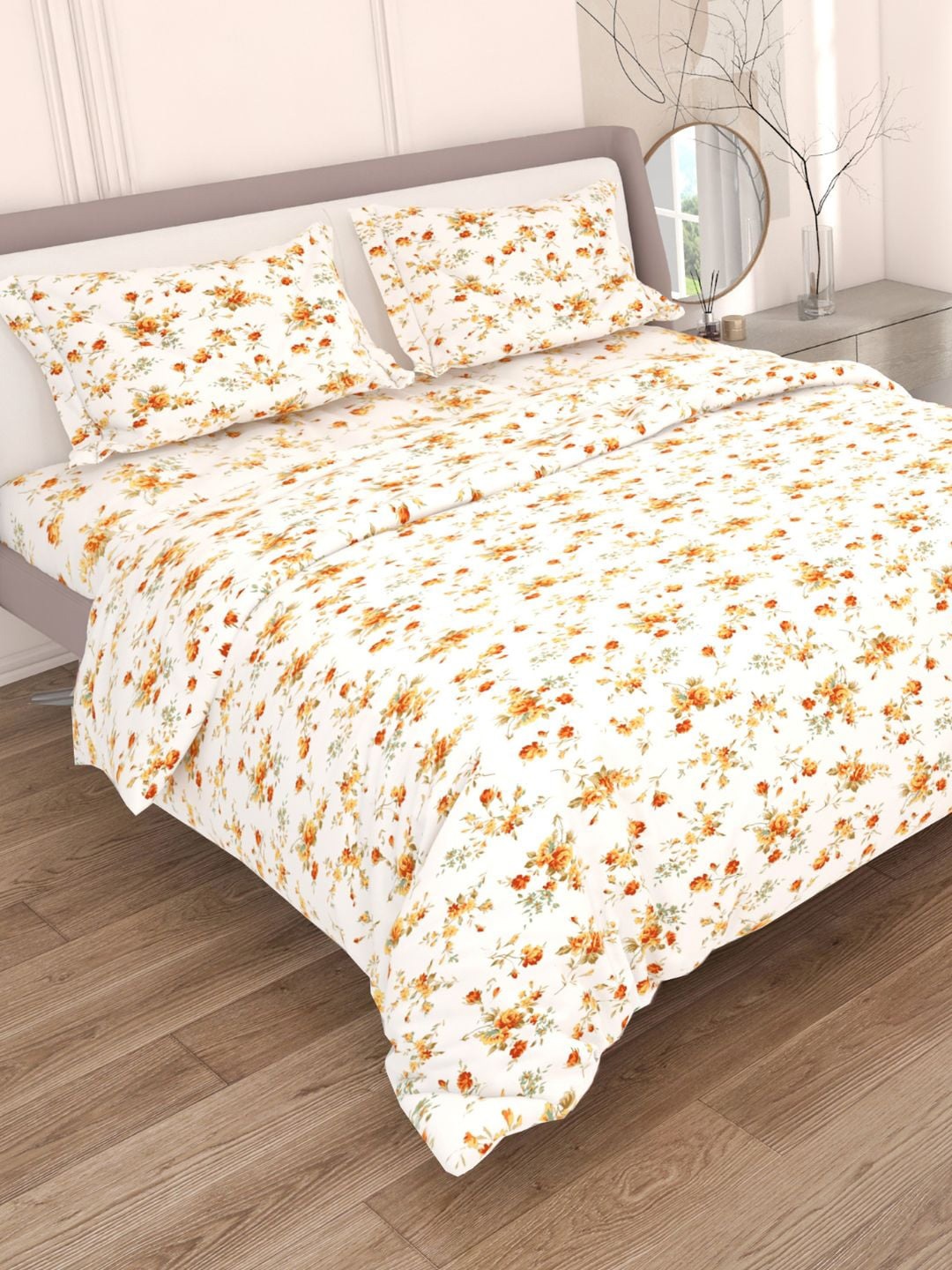Sleeping Owls- because your sleep matters Cream-Coloured & Beige Floral 144 TC Queen Bedsheet with 2 Pillow
Sleeping Owls- because your sleep matters Cream-Coloured & Beige Floral 144 TC Queen Bedsheet with 2 Pillow