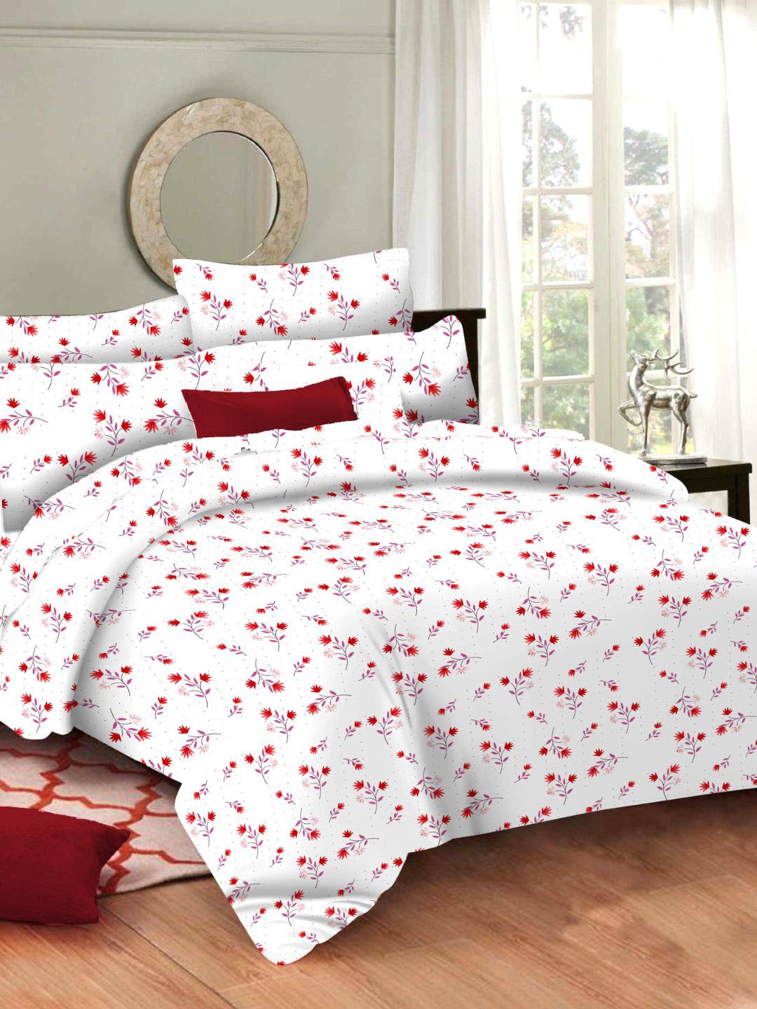 Sleeping Owls- because your sleep matters Red & Purple Floral 144 TC Queen Bedsheet with 2 Pillow Covers
Sleeping Owls- because your sleep matters Red & Purple Floral 144 TC Queen Bedsheet with 2 Pillow Covers