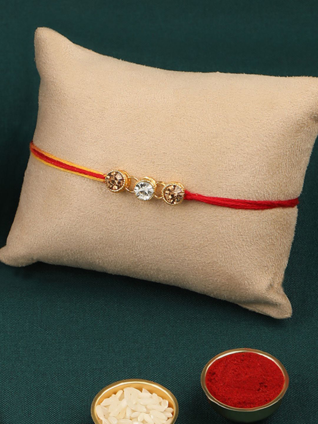 AccessHer Red & White Studded Thread Rakhi 
AccessHer Red & White Studded Thread Rakhi