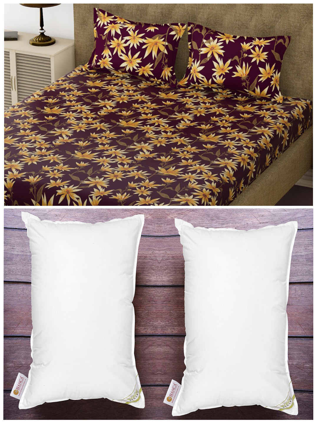 BIANCA Set of 200TC King Bedsheet With 2 Pillow Covers & 2 Medium-Firm Pillows, White
BIANCA Set of 200TC King Bedsheet With 2 Pillow Covers & 2 Medium-Firm Pillows, White
