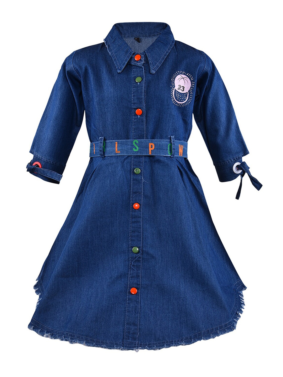 Wish Karo Girls Blue Denim Shirt Dress