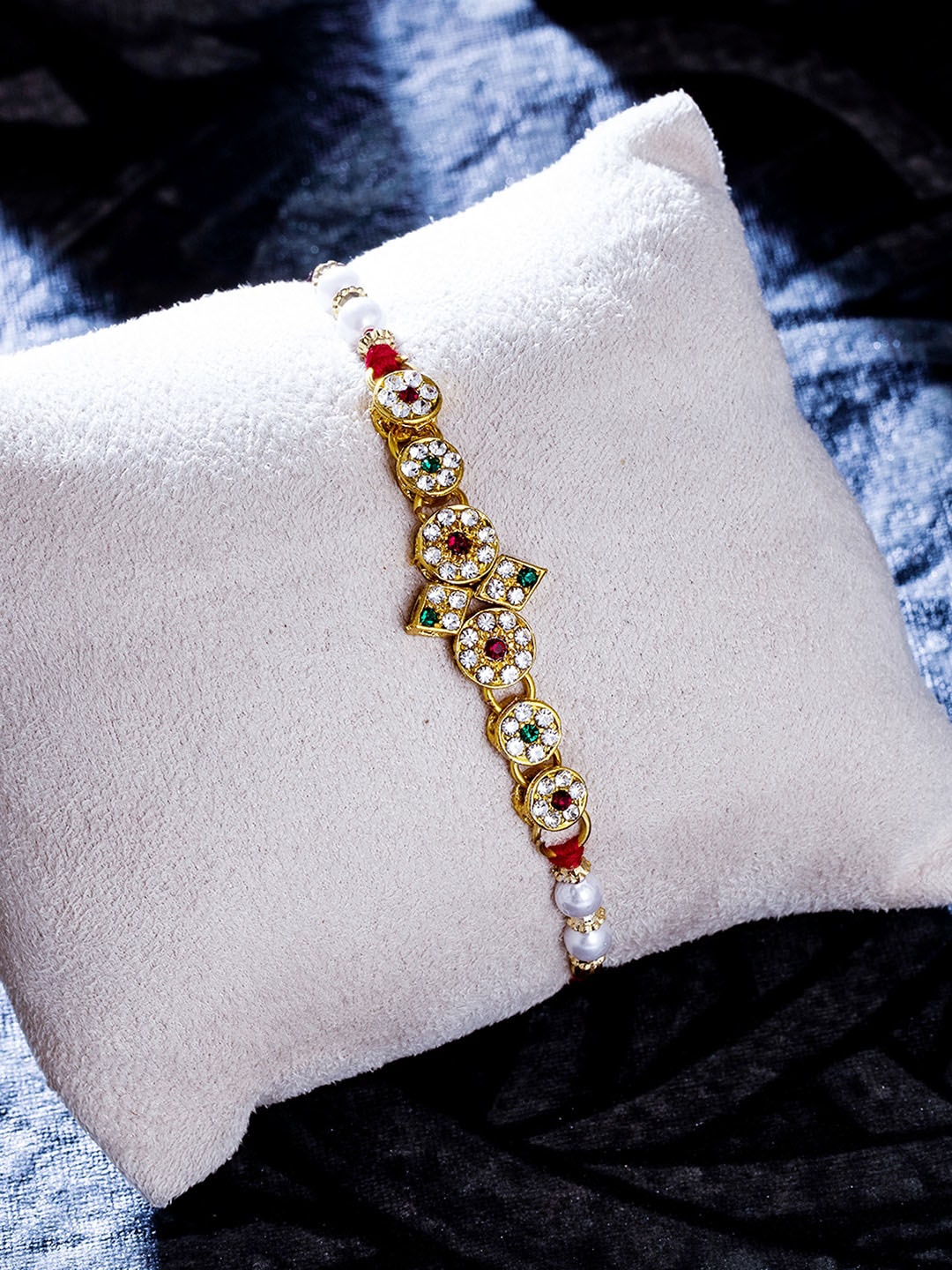 Sukkhi Rakhi Men Gold-Plated & Red Beaded Rakhi with Roli Chawal and Rakhi Greeting Card
Sukkhi Rakhi Men Gold-Plated & Red Beaded Rakhi with Roli Chawal and Rakhi Greeting Card