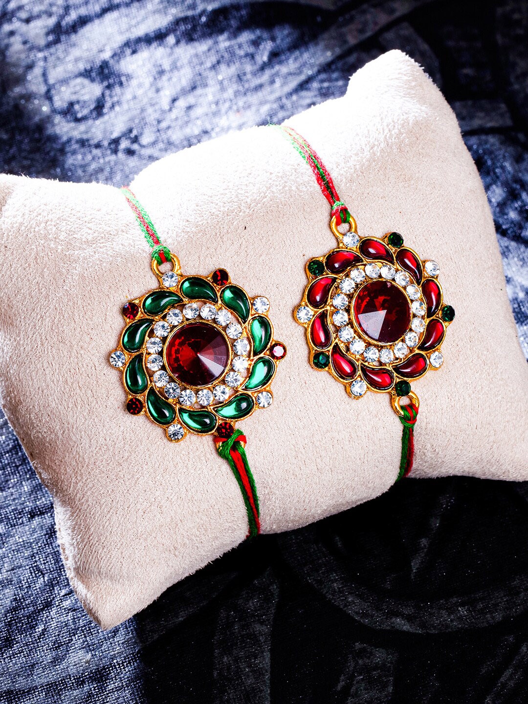 Sukkhi Rakhi Set of 2 Gold Plated Rakhis Combo with Roli Chawal and Rakhi Greeting Card
Sukkhi Rakhi Set of 2 Gold Plated Rakhis Combo with Roli Chawal and Rakhi Greeting Card