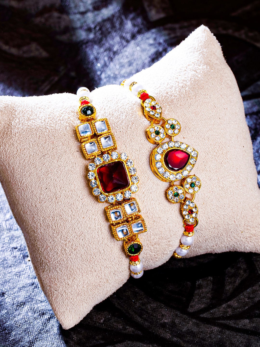 Sukkhi Rakhi Men Red Set of 2 Gold-Plated Rakhi with Roli Chawal and Rakhi Greeting Card
Sukkhi Rakhi Men Red Set of 2 Gold-Plated Rakhi with Roli Chawal and Rakhi Greeting Card