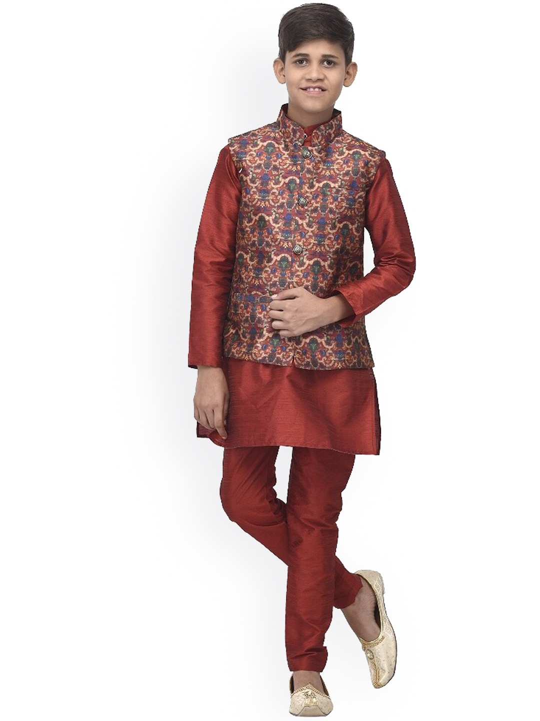 Benstoke Boys Maroon Kurta with Churidar & Ethnic Motifs Printed Nehru Jacket
Benstoke Boys Maroon Kurta with Churidar & Ethnic Motifs Printed Nehru Jacket