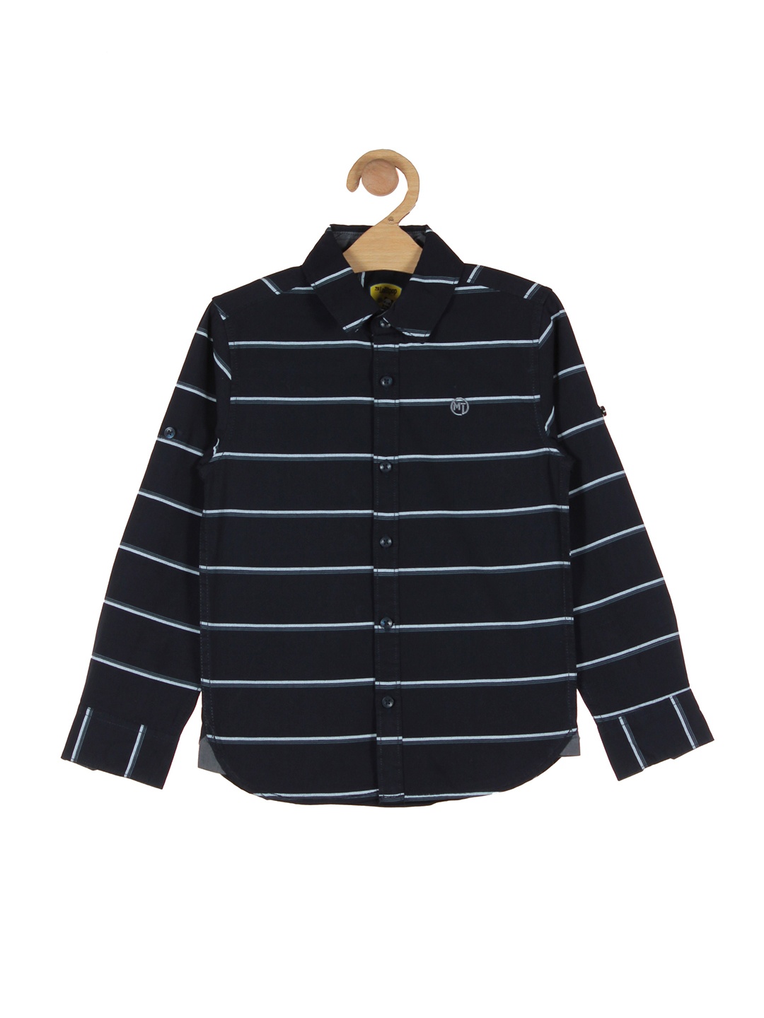 Lil Lollipop Boys Navy Blue Horizontal Striped Casual Shirt