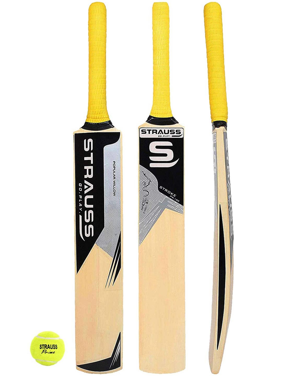STRAUSS Kids Set of 2 Beige & Yellow PW-100 Popular Willow Cricket Bat with Ball, Na
STRAUSS Kids Set of 2 Beige & Yellow PW-100 Popular Willow Cricket Bat with Ball, Na