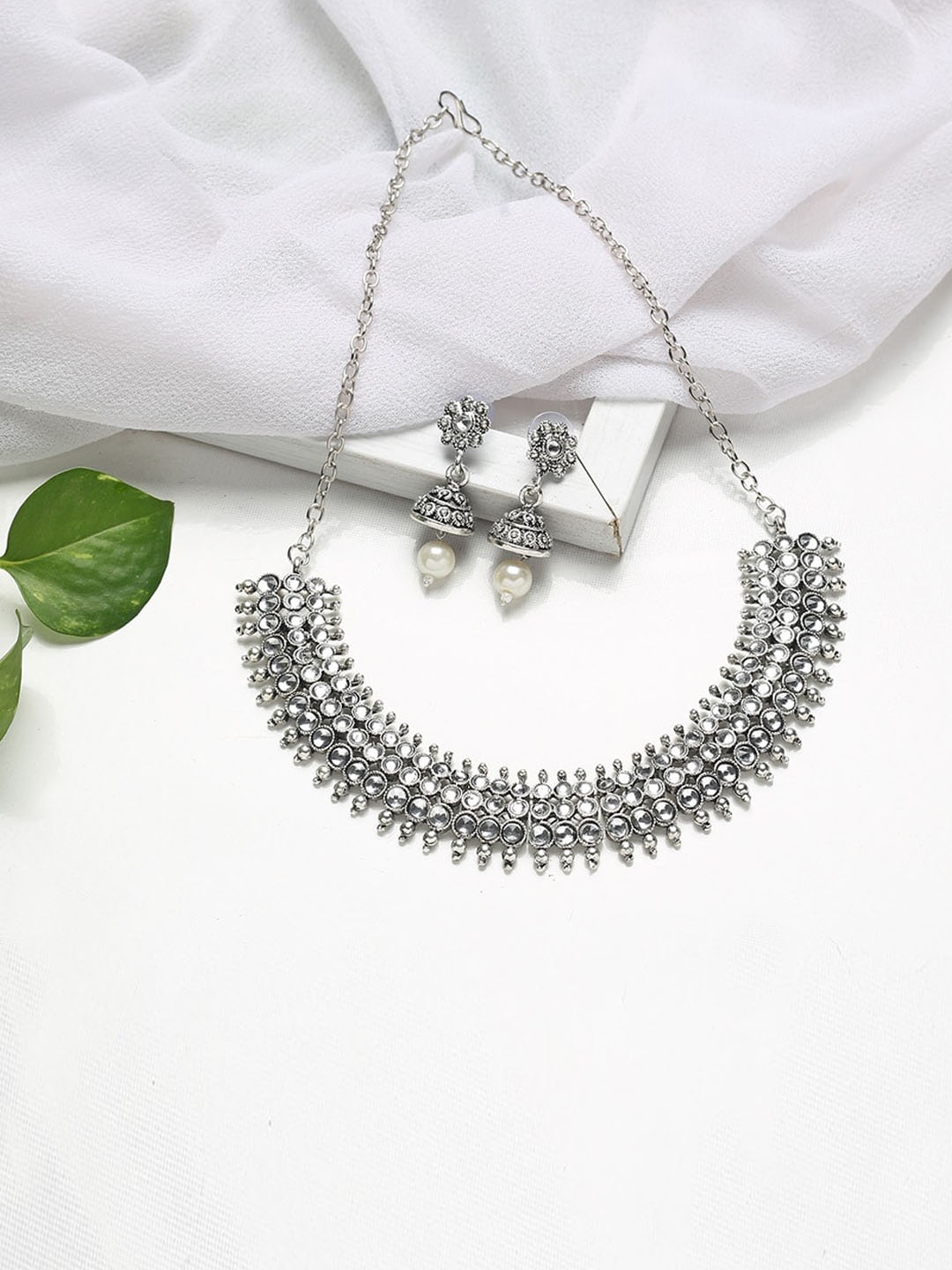 MAD CLUB Oxidized German Silver Plated Brass Alloy Necklace With Earrings Jewellery Set
MAD CLUB Oxidized German Silver Plated Brass Alloy Necklace With Earrings Jewellery Set