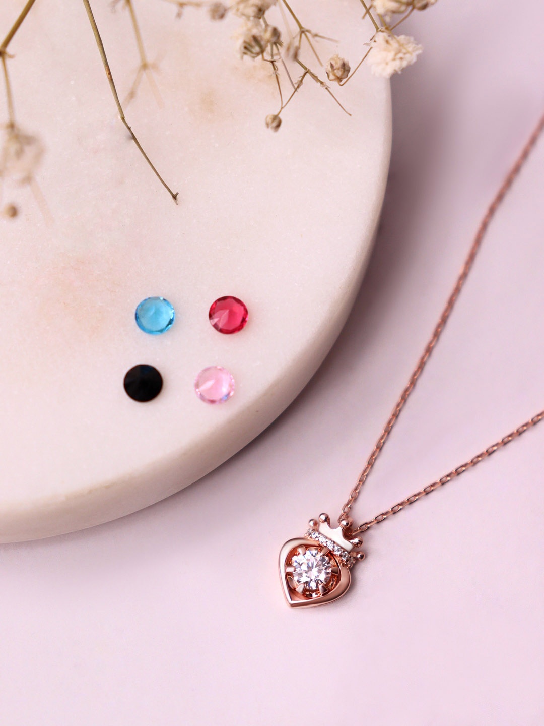 SILBERRY Rose Gold-Plated CZ Studded Heart Shaped Sterling Silver Pendant With Chain
SILBERRY Rose Gold-Plated CZ Studded Heart Shaped Sterling Silver Pendant With Chain