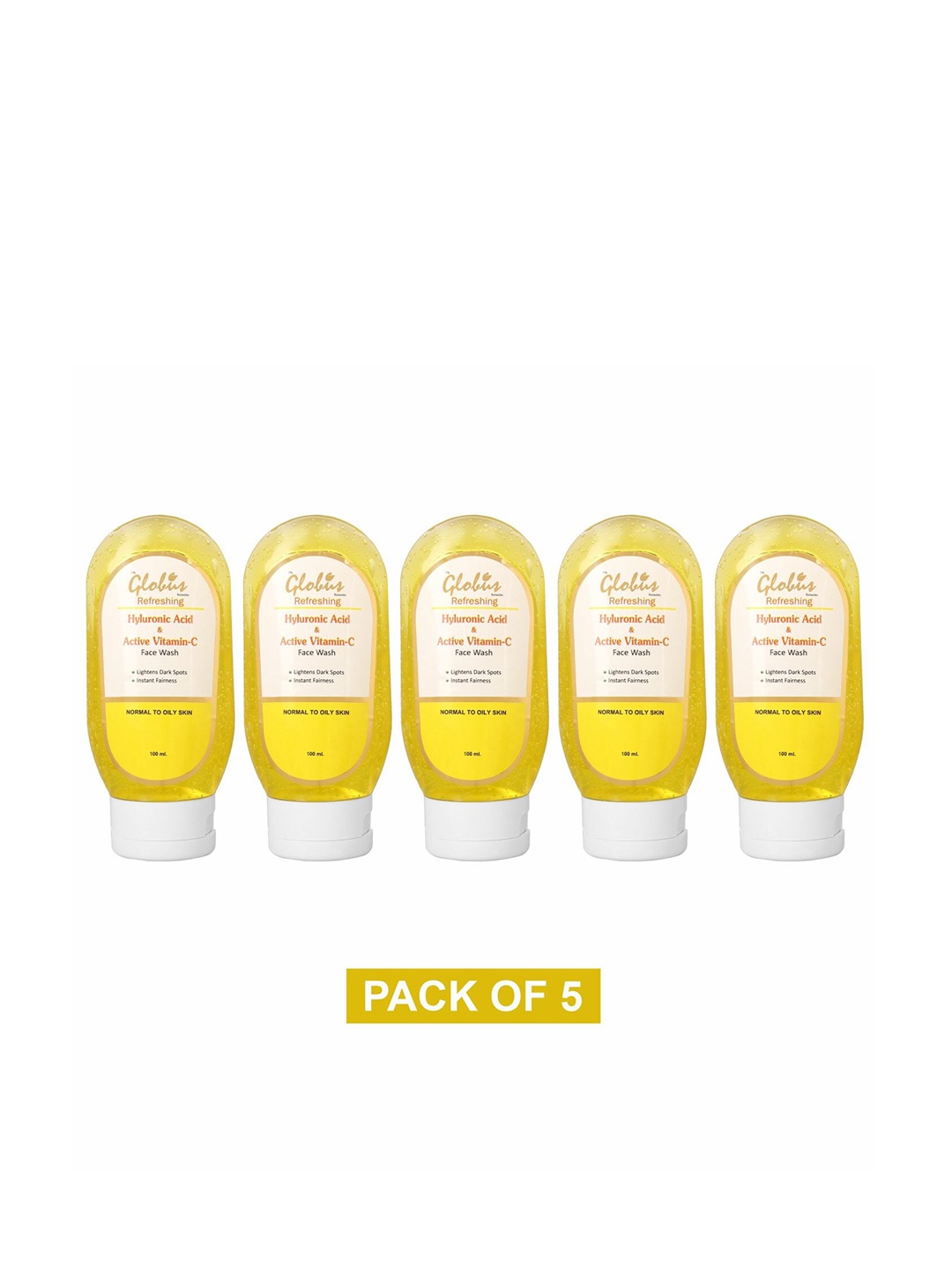 Globus Remedies Set of 5 Hyaluronic Acid & Vitamin C Anti-Aging Face Wash - 100ml each, Yellow
Globus Remedies Set of 5 Hyaluronic Acid & Vitamin C Anti-Aging Face Wash - 100ml each, Yellow