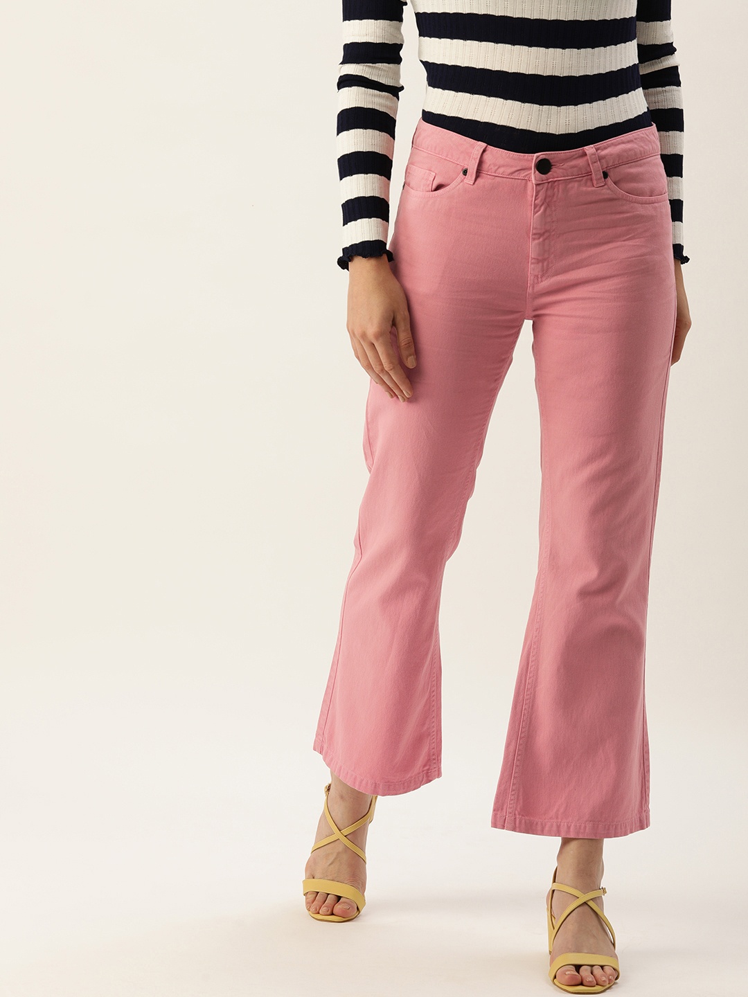 IVOC Women Bootcut Cotton Jeans, Pink