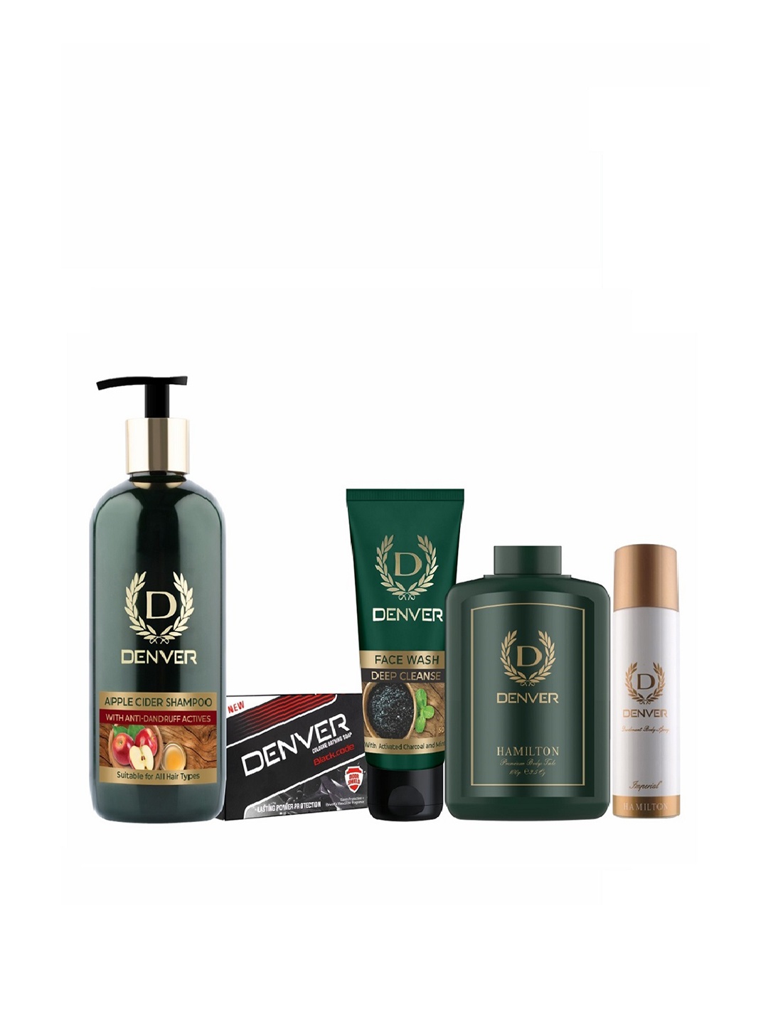 Denver Men Shampoo 300ml + Soap 125g + Face Wash 50g + Talc 100g + Deodorant 50ml, Black
Denver Men Shampoo 300ml + Soap 125g + Face Wash 50g + Talc 100g + Deodorant 50ml, Black