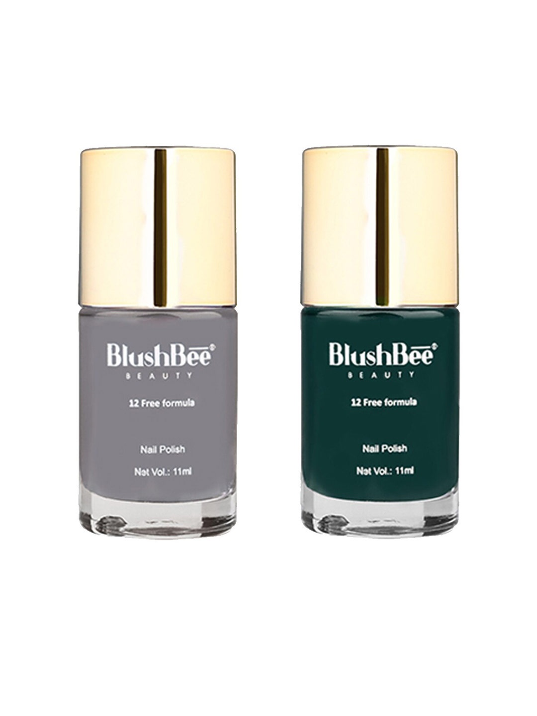 BlushBee Beauty Set of 2 High-Shine 12-Free Formula Vegan Nail Polish - 11ml each, Grey
BlushBee Beauty Set of 2 High-Shine 12-Free Formula Vegan Nail Polish - 11ml each, Grey