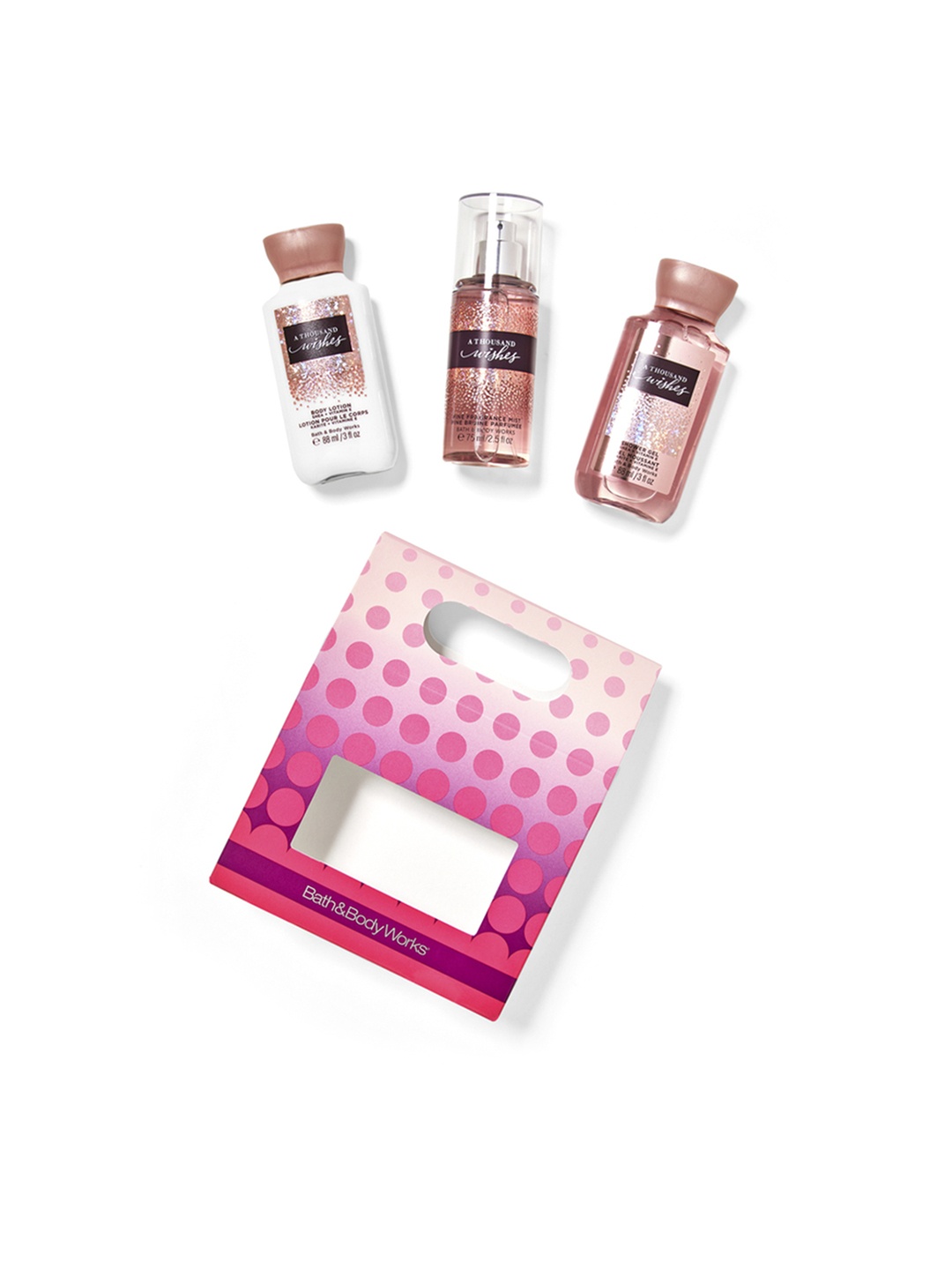 Bath & Body Works Set of 3 A Thousand Wishes Mini Gift Box Set with Aloe, Shea & Vitamin E, Pink
Bath & Body Works Set of 3 A Thousand Wishes Mini Gift Box Set with Aloe, Shea & Vitamin E, Pink