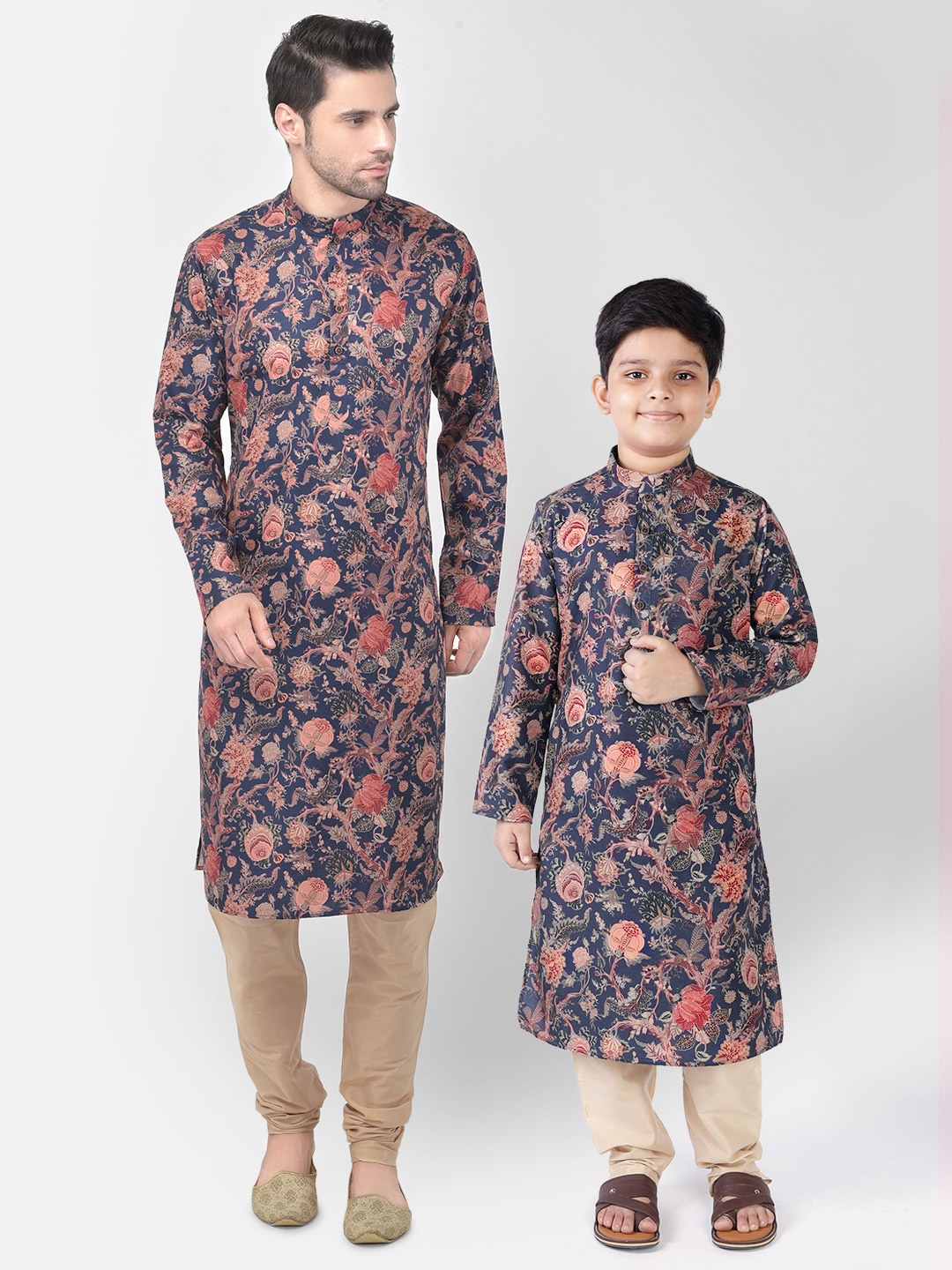 TABARD Boys Blue Floral Printed Kurta