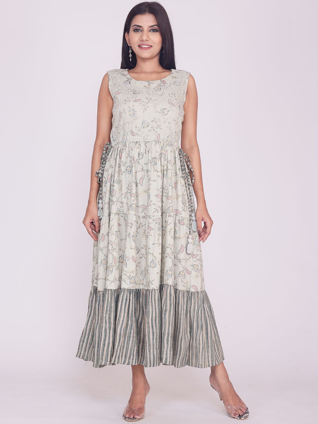 FASHION DWAR Women Floral Ethnic Maxi Dress, Green