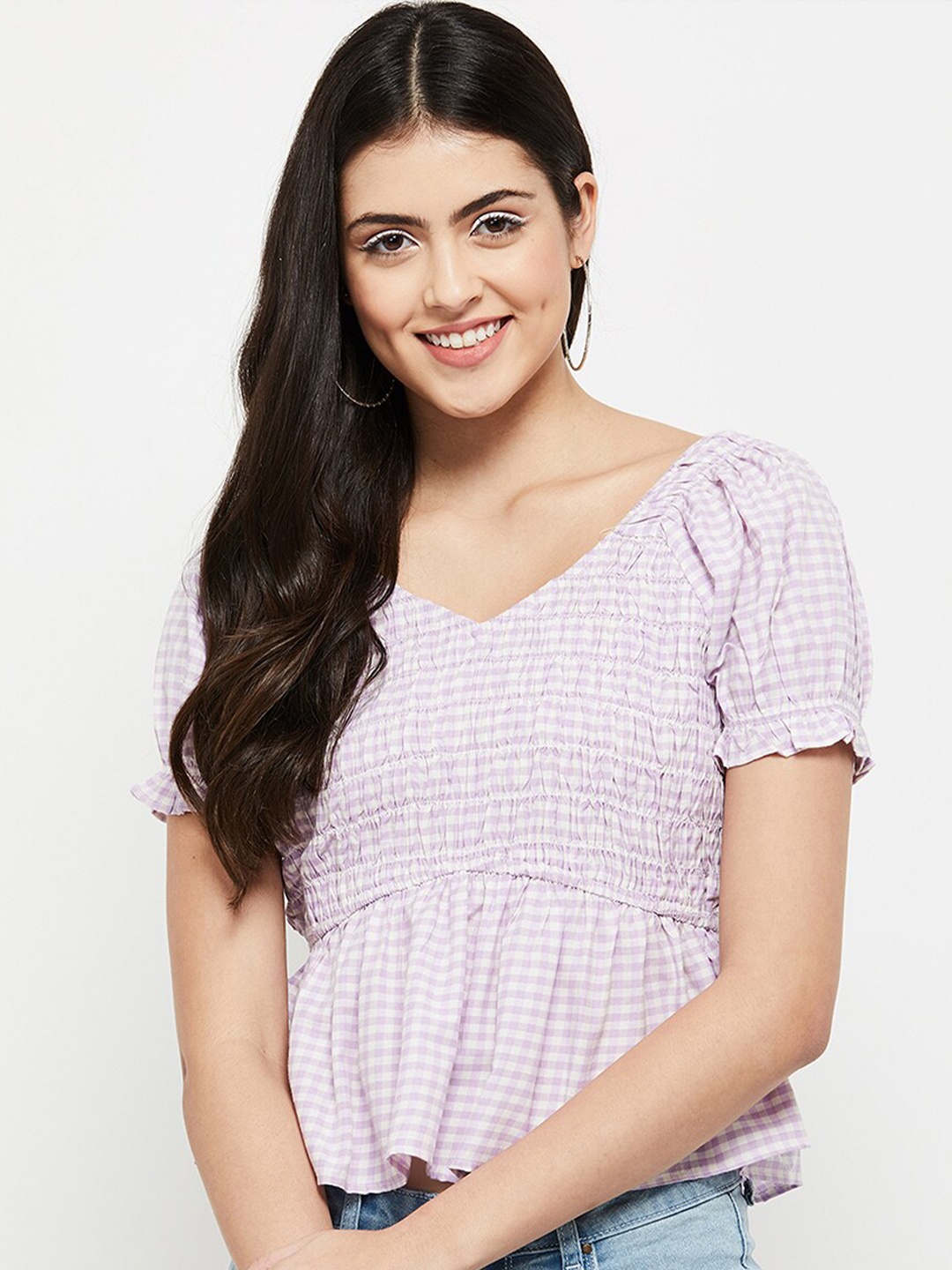 max Purple Striped Empire Top