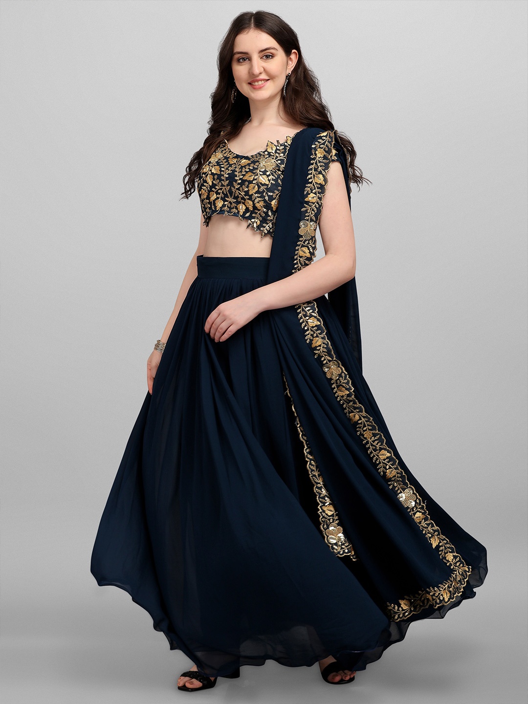 Fashionuma Blue & Gold-Toned Patchwork Semi-Stitched Lehenga & Unstitched Blouse With Dupatta
Fashionuma Blue & Gold-Toned Patchwork Semi-Stitched Lehenga & Unstitched Blouse With Dupatta