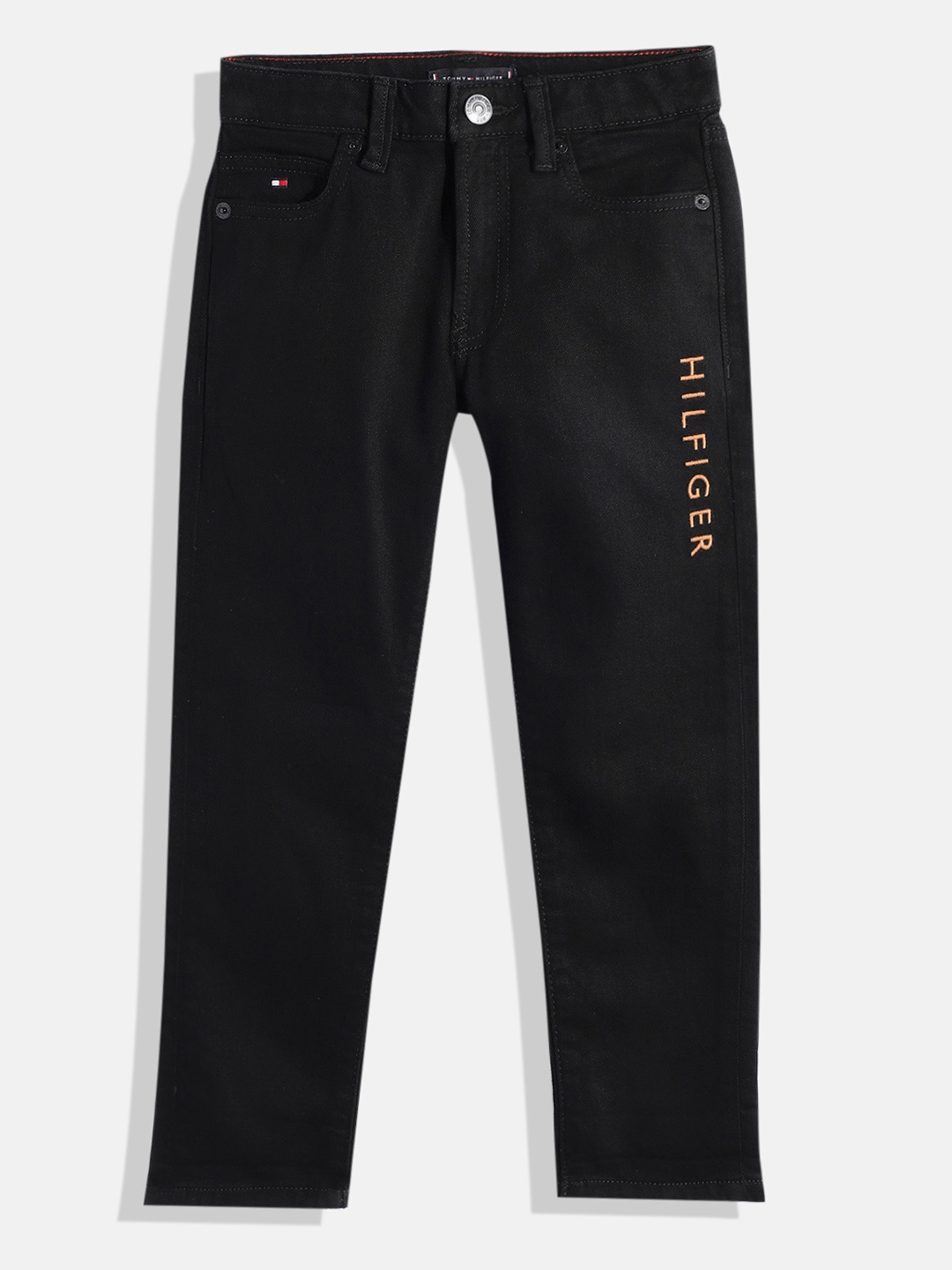 Tommy Hilfiger Boys Straight Fit Mid-Rise Brand Logo Embroidered Stretchable Jeans, Black
Tommy Hilfiger Boys Straight Fit Mid-Rise Brand Logo Embroidered Stretchable Jeans, Black