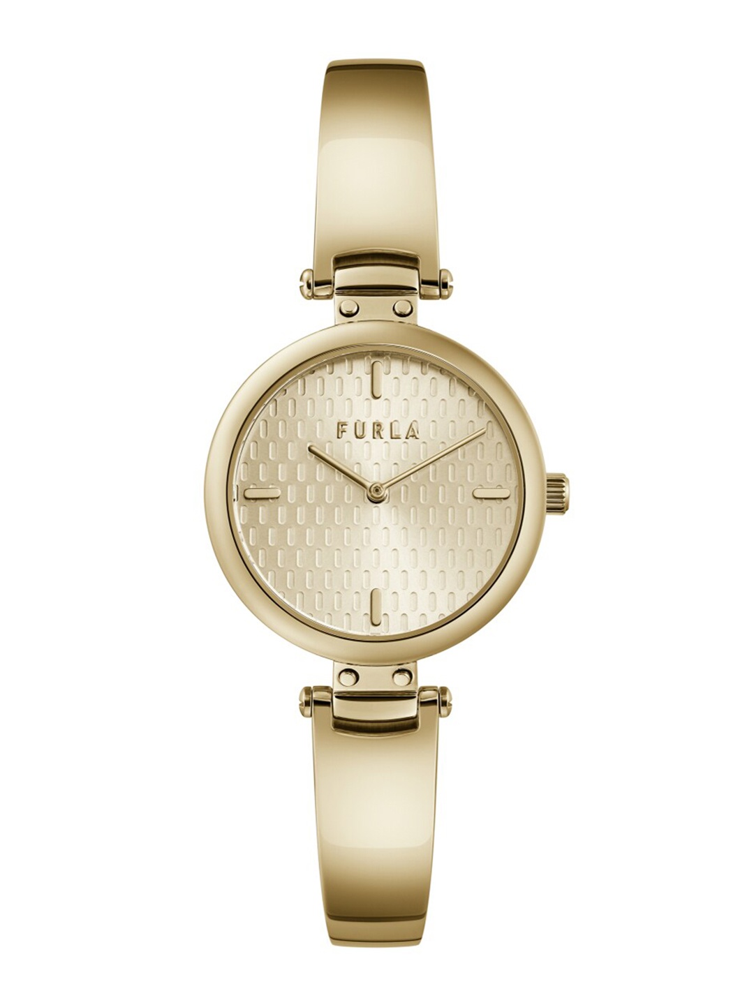 Furla Women Gold-Toned Embellished Dial & Gold Toned Stainless Steel Bracelet Style Straps Digital Watch, Champagne
Furla Women Gold-Toned Embellished Dial & Gold Toned Stainless Steel Bracelet Style Straps Digital Watch, Champagne