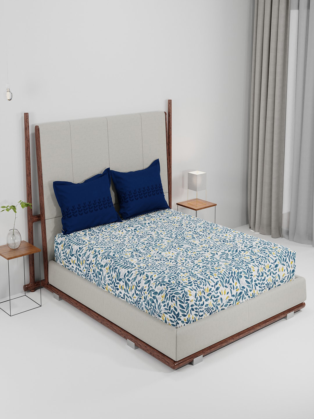 Trident Blue & White Floral 144 TC Queen Bedsheet with 2 Pillow Covers 
Trident Blue & White Floral 144 TC Queen Bedsheet with 2 Pillow Covers