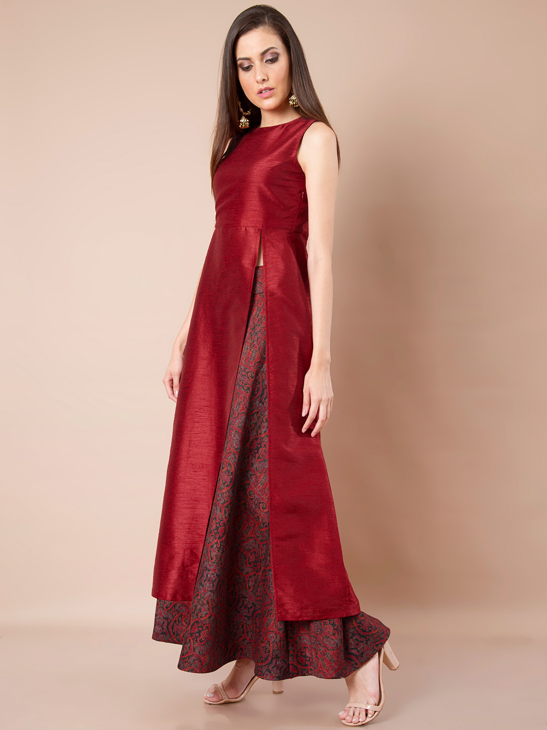 INDYA Women Maroon Solid A-Line Kurta
INDYA Women Maroon Solid A-Line Kurta