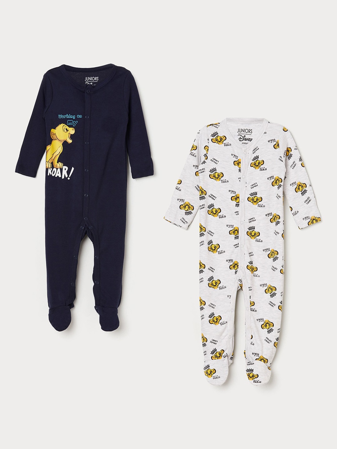 Juniors by Lifestyle Infant Boys Pack Of 2 Lion King Printed Cotton Rompers, White
Juniors by Lifestyle Infant Boys Pack Of 2 Lion King Printed Cotton Rompers, White