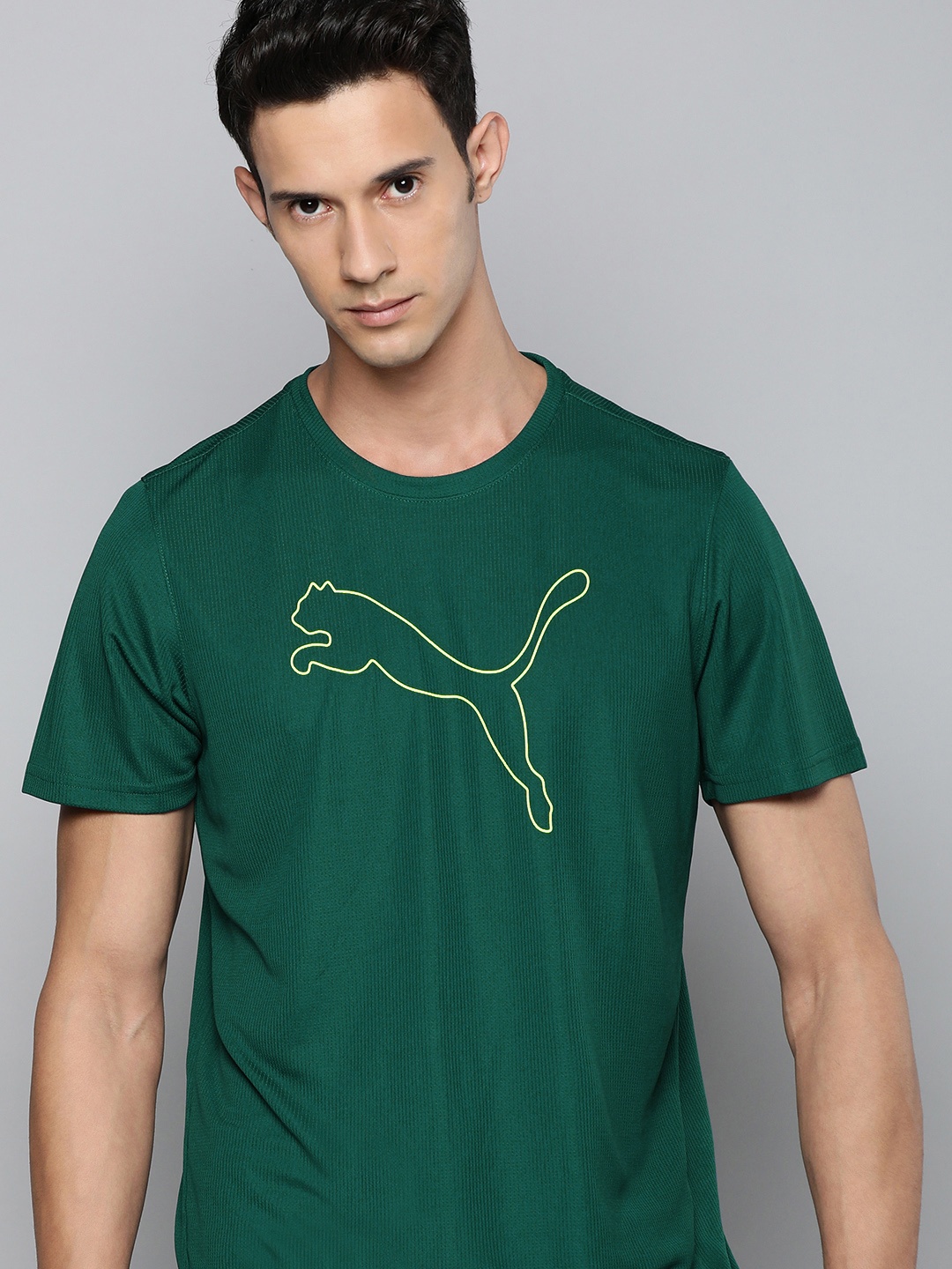 Puma Men Teal Brand Logo Printed DryCell Training T-shirt