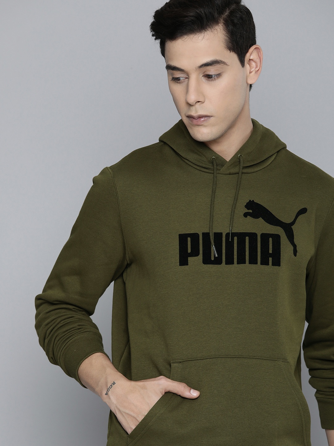 Puma Men Deep Olive Brand Logo Print Regular Fit Essential+ Flock Hooded Sweatshirt
Puma Men Deep Olive Brand Logo Print Regular Fit Essential+ Flock Hooded Sweatshirt