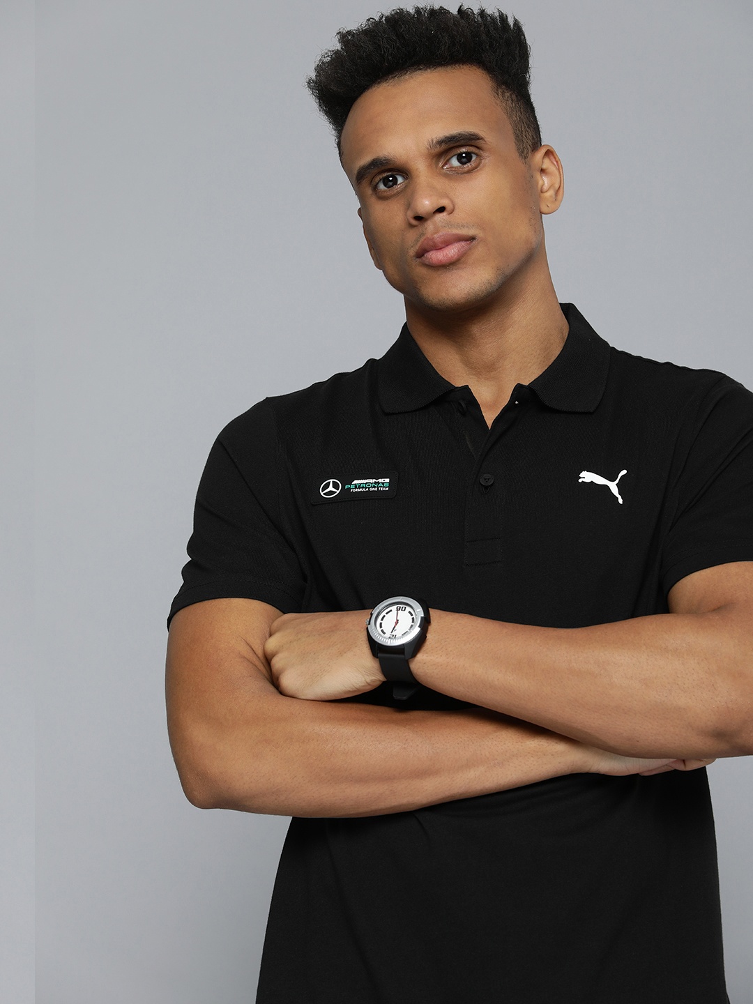 PUMA Motorsport Men Black Brand Logo Mercedes AMG Petronas Printed Polo Collar Pure Cotton T-shirt
PUMA Motorsport Men Black Brand Logo Mercedes AMG Petronas Printed Polo Collar Pure Cotton T-shirt