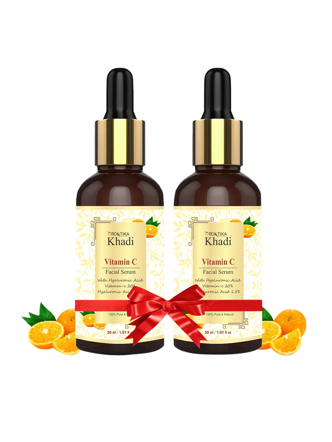 DRONTIKA Set of 2 Pure Natural Khadi Vitamin C Face Serum with Hyaluronic Acid - 30ml Each, Beige
DRONTIKA Set of 2 Pure Natural Khadi Vitamin C Face Serum with Hyaluronic Acid - 30ml Each, Beige