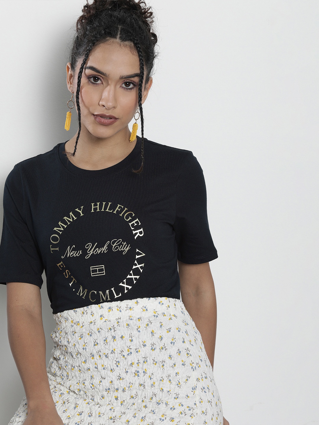 Tommy Hilfiger Women Navy Blue Typography Printed Applique Pure Cotton Casual T-shirt
Tommy Hilfiger Women Navy Blue Typography Printed Applique Pure Cotton Casual T-shirt