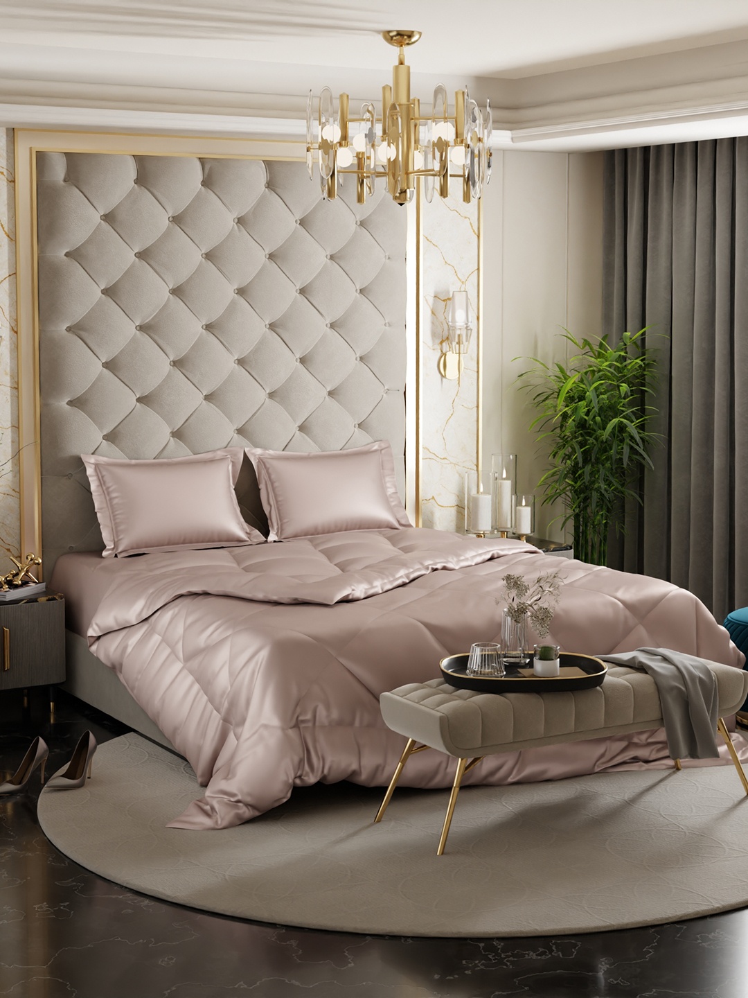 Stoa Paris Date Night Champagne Solid AC Room 150 GSM Double Bed Satin Comforter, Gold
Stoa Paris Date Night Champagne Solid AC Room 150 GSM Double Bed Satin Comforter, Gold