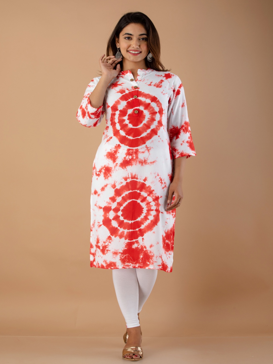 RUHAZAT Women White & Red Printed Kurta