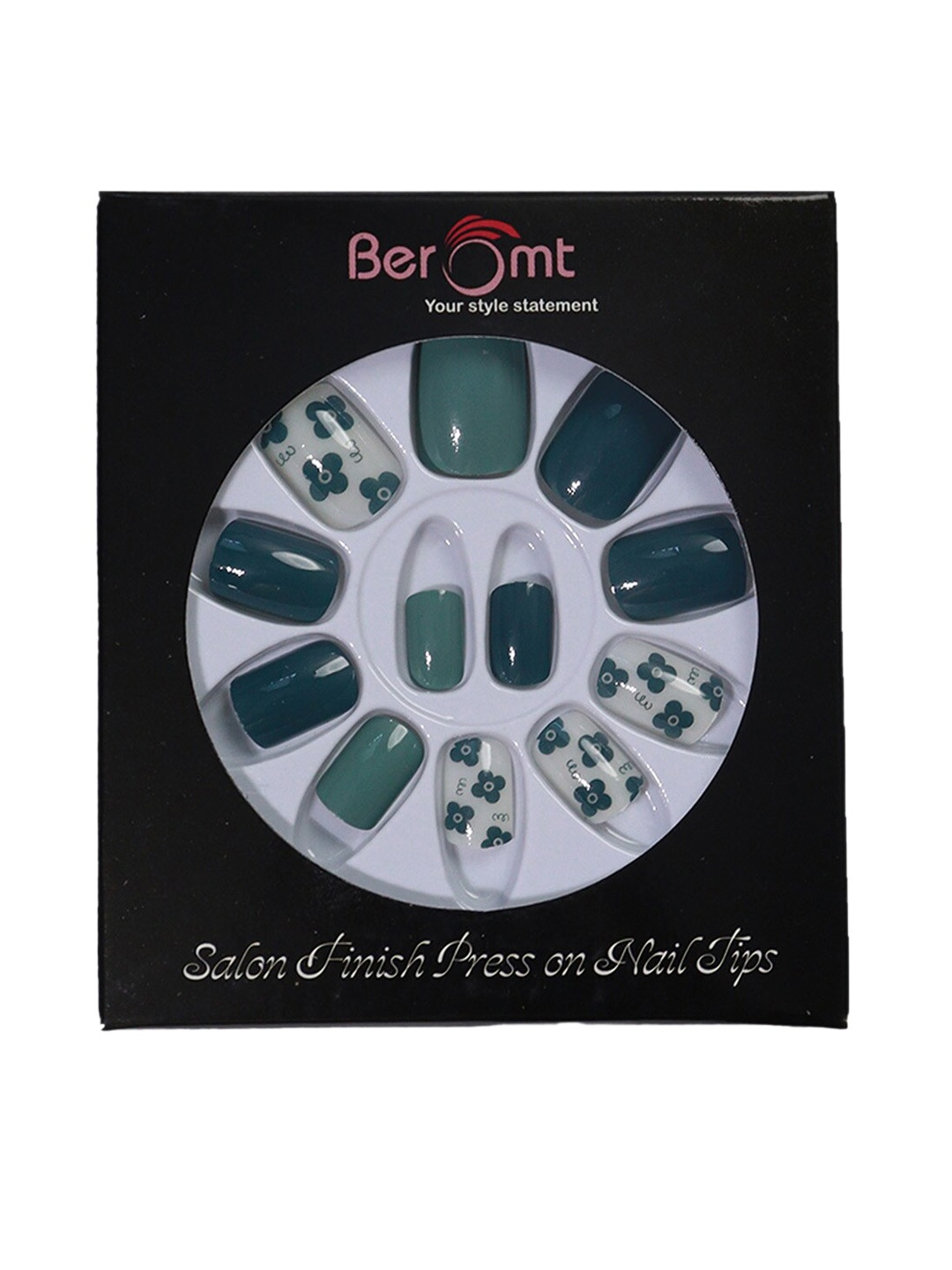 BEROMT 12 Pcs Long-Lasting Reusable Lightweight Salon Finish Press on Nail Tips - 617, Teal
BEROMT 12 Pcs Long-Lasting Reusable Lightweight Salon Finish Press on Nail Tips - 617, Teal