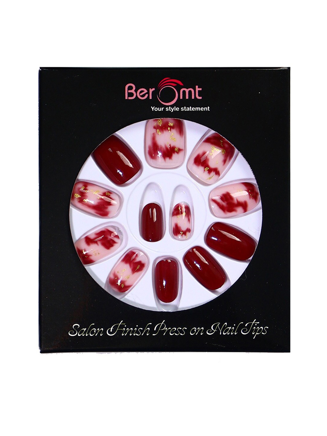 BEROMT 12 Pcs Long-Lasting Reusable Lightweight Salon Finish Press On Nail Tips - 645, Maroon
BEROMT 12 Pcs Long-Lasting Reusable Lightweight Salon Finish Press On Nail Tips - 645, Maroon