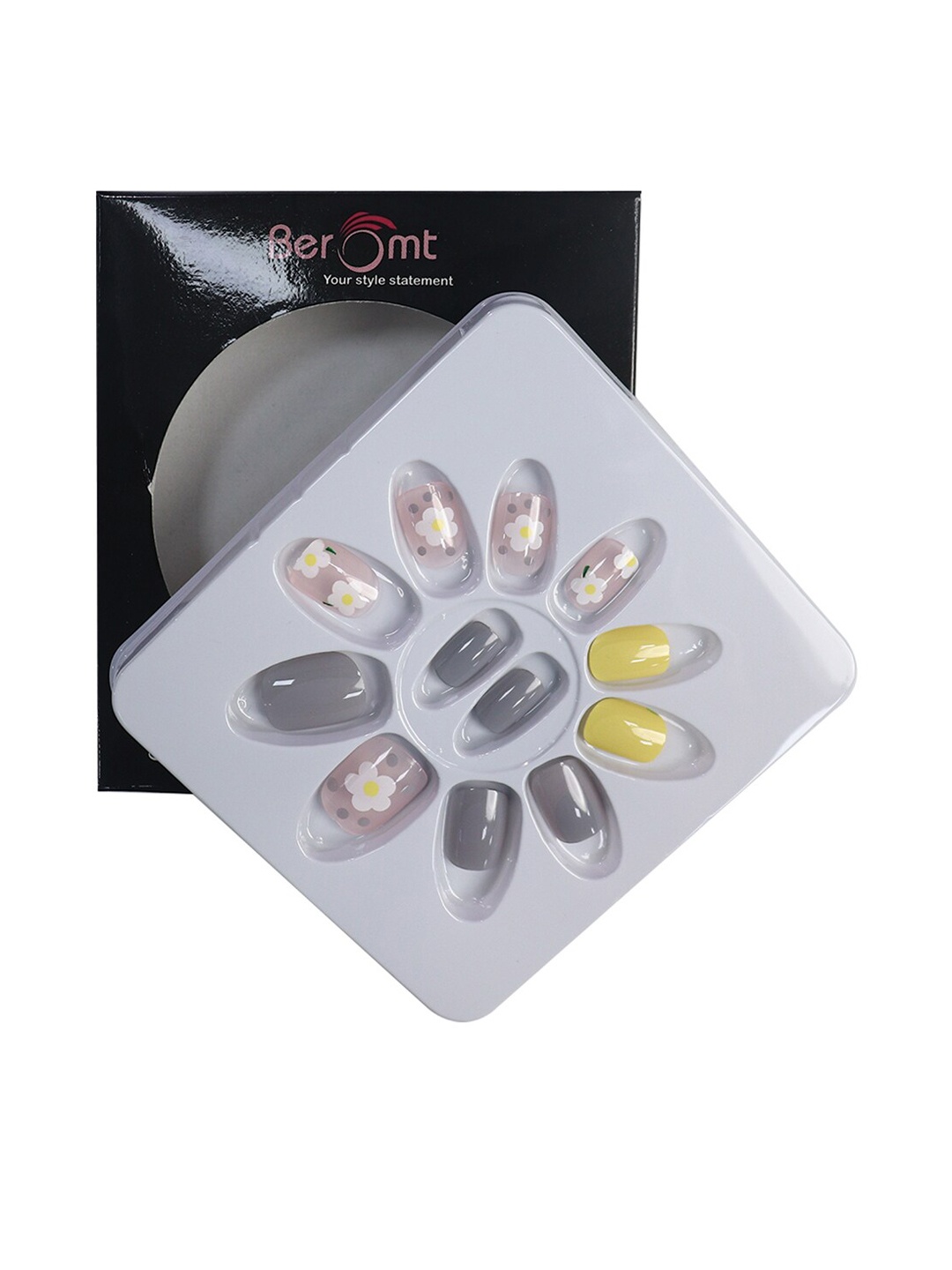 BEROMT 12 Pcs Long-Lasting Reusable Lightweight Salon Finish Press On Nail Tips - 755, Grey
BEROMT 12 Pcs Long-Lasting Reusable Lightweight Salon Finish Press On Nail Tips - 755, Grey