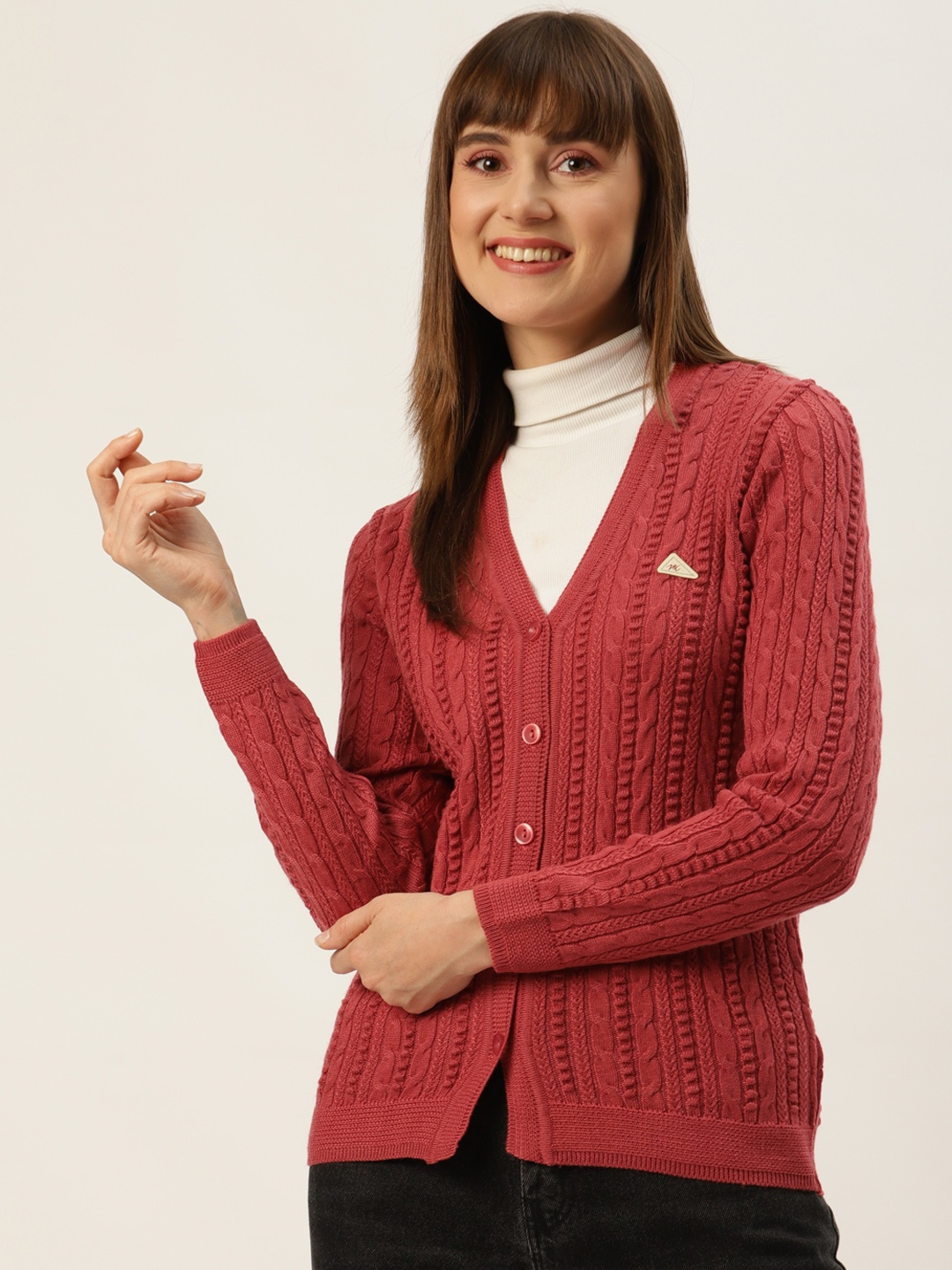 Monte Carlo Women Red Striped Cardigan