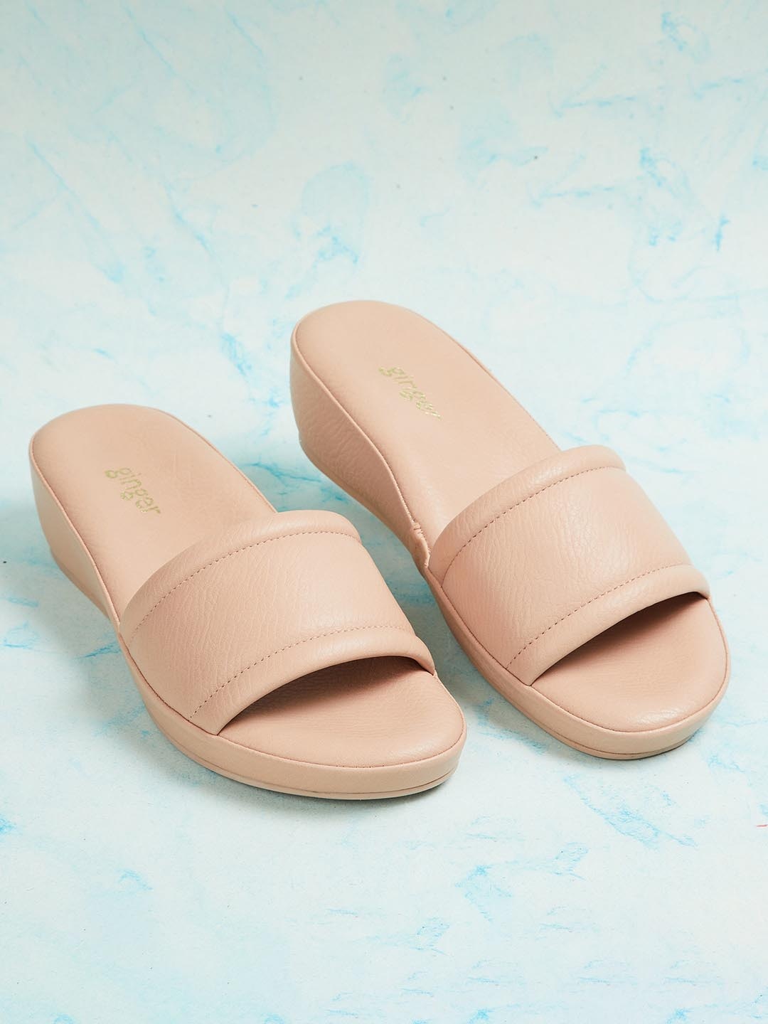 Ginger by Lifestyle Women Beige Wedge Sandals